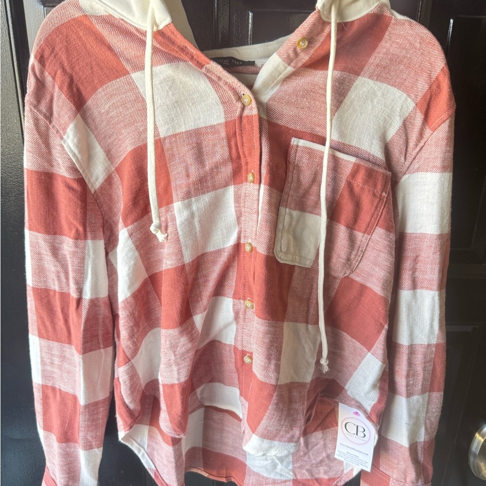 Love Tree Red and White Plaid Jacket